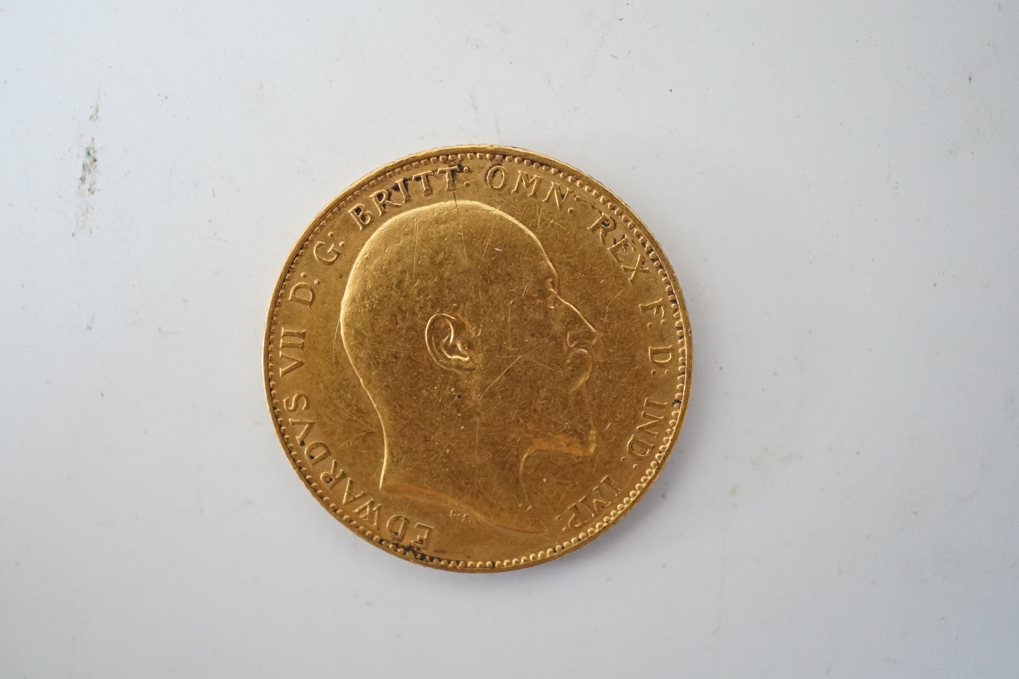 British gold coins, Edward VII sovereign, 1910 (S3969), VF